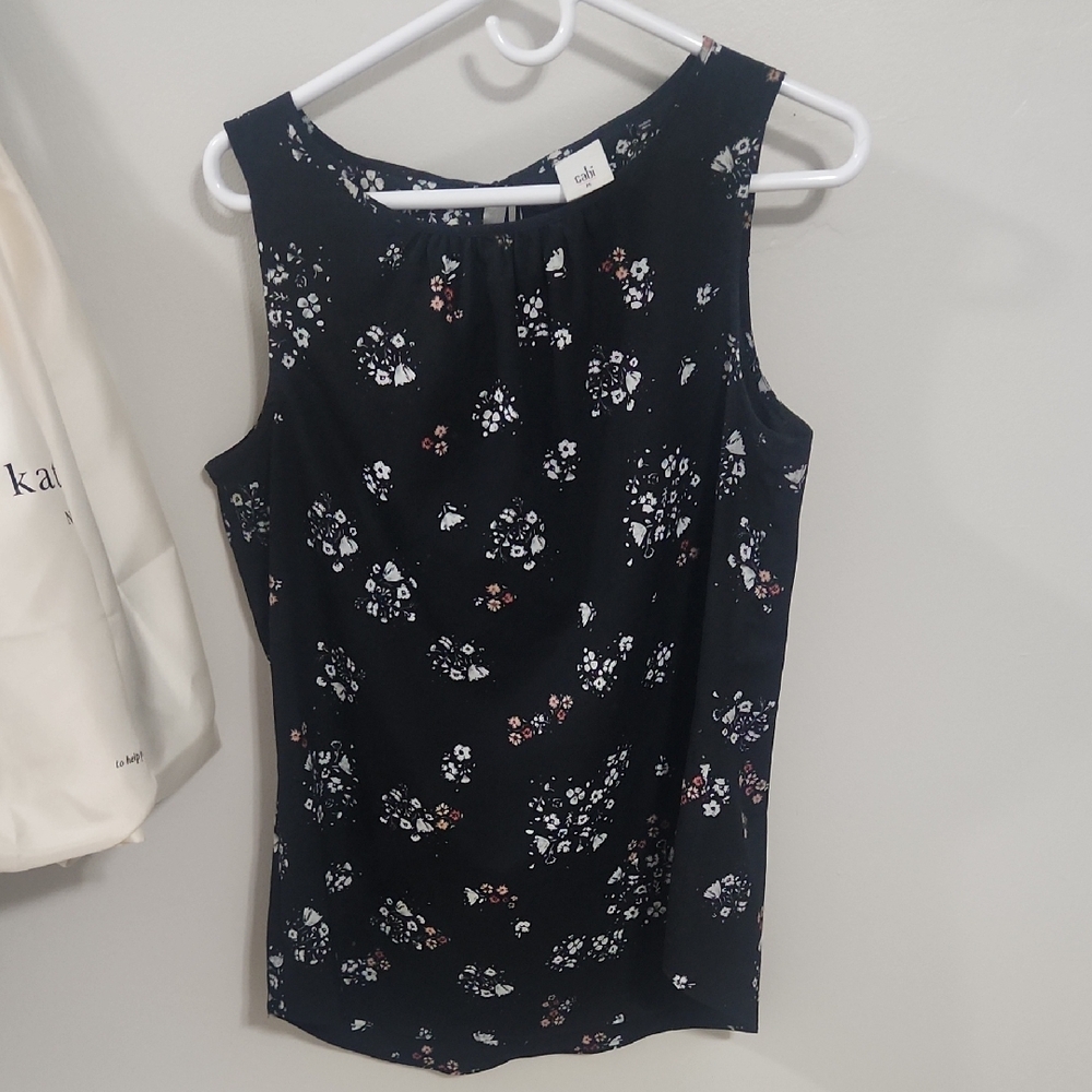 CAbi Black Floral Top